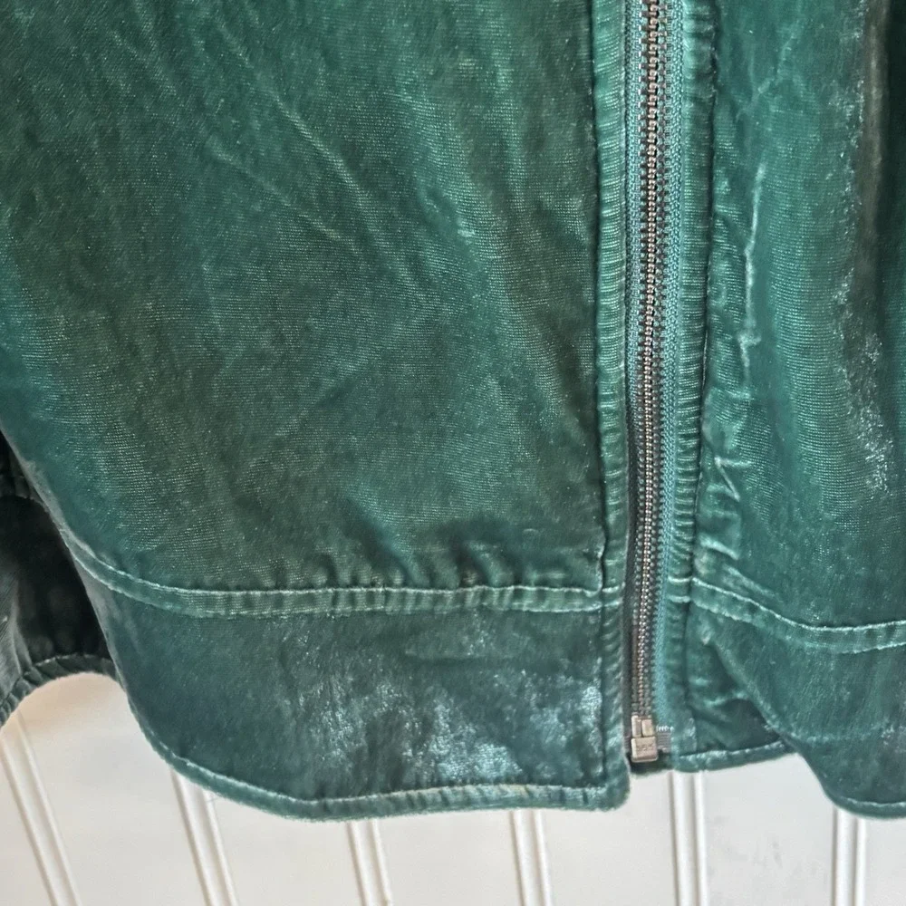 Torrid Velveteen Moto Jacket Mottled Texture‎ 4/26US Botanical Garden Green Zip